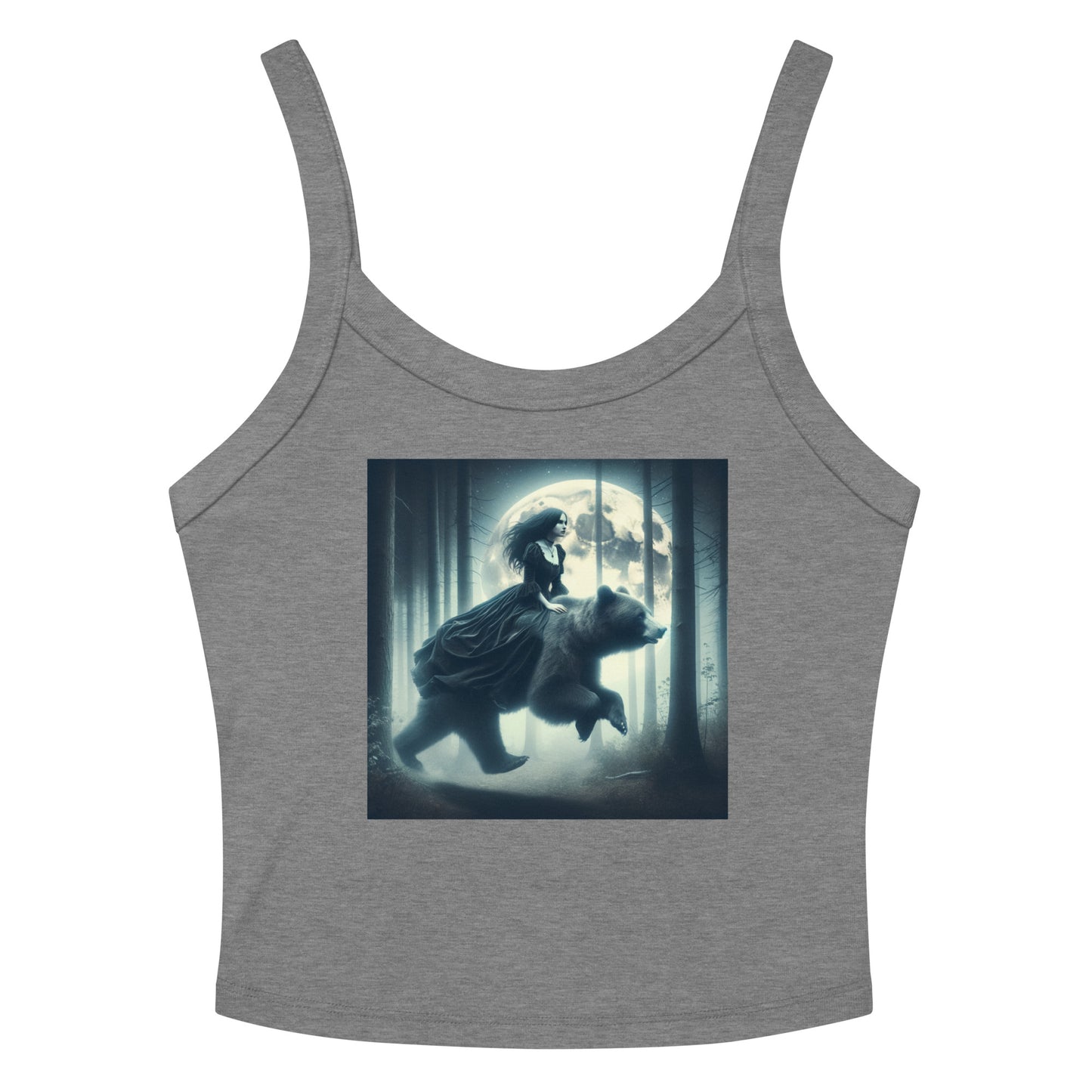 Goth Lady Riding A Ghost Bear | Goth Dark Forest Women’s micro-rib tank top