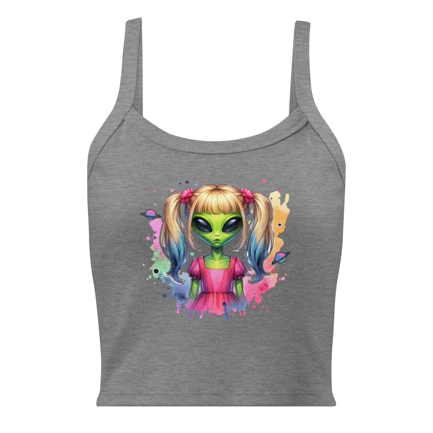 Cute Alien Girl | Women’s micro-rib tank top