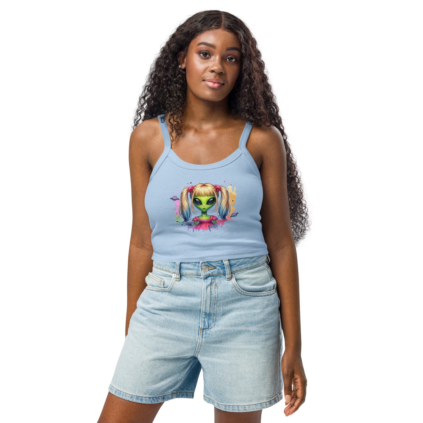 Cute Alien Girl | Women’s micro-rib tank top