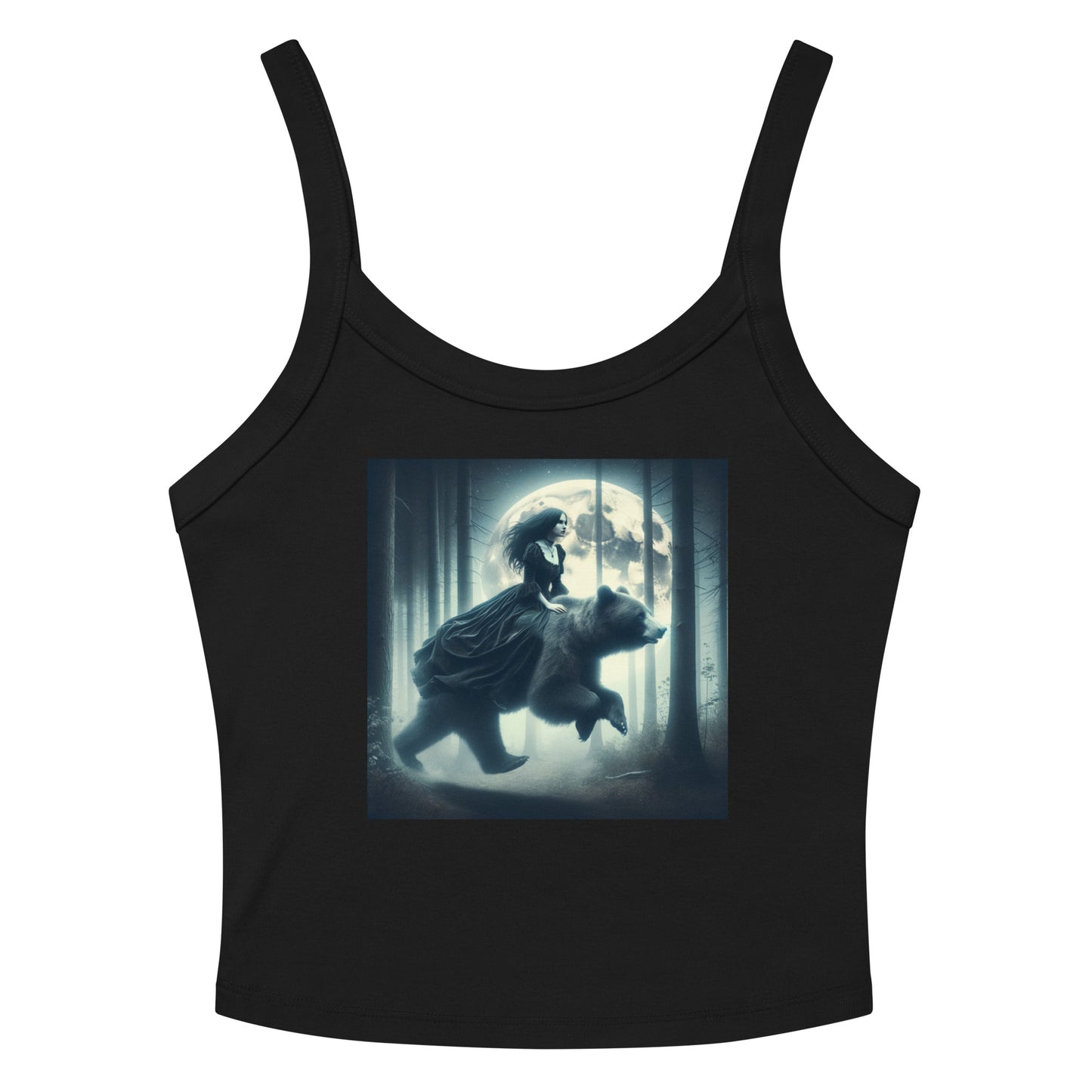 Goth Lady Riding A Ghost Bear | Goth Dark Forest Women’s micro-rib tank top