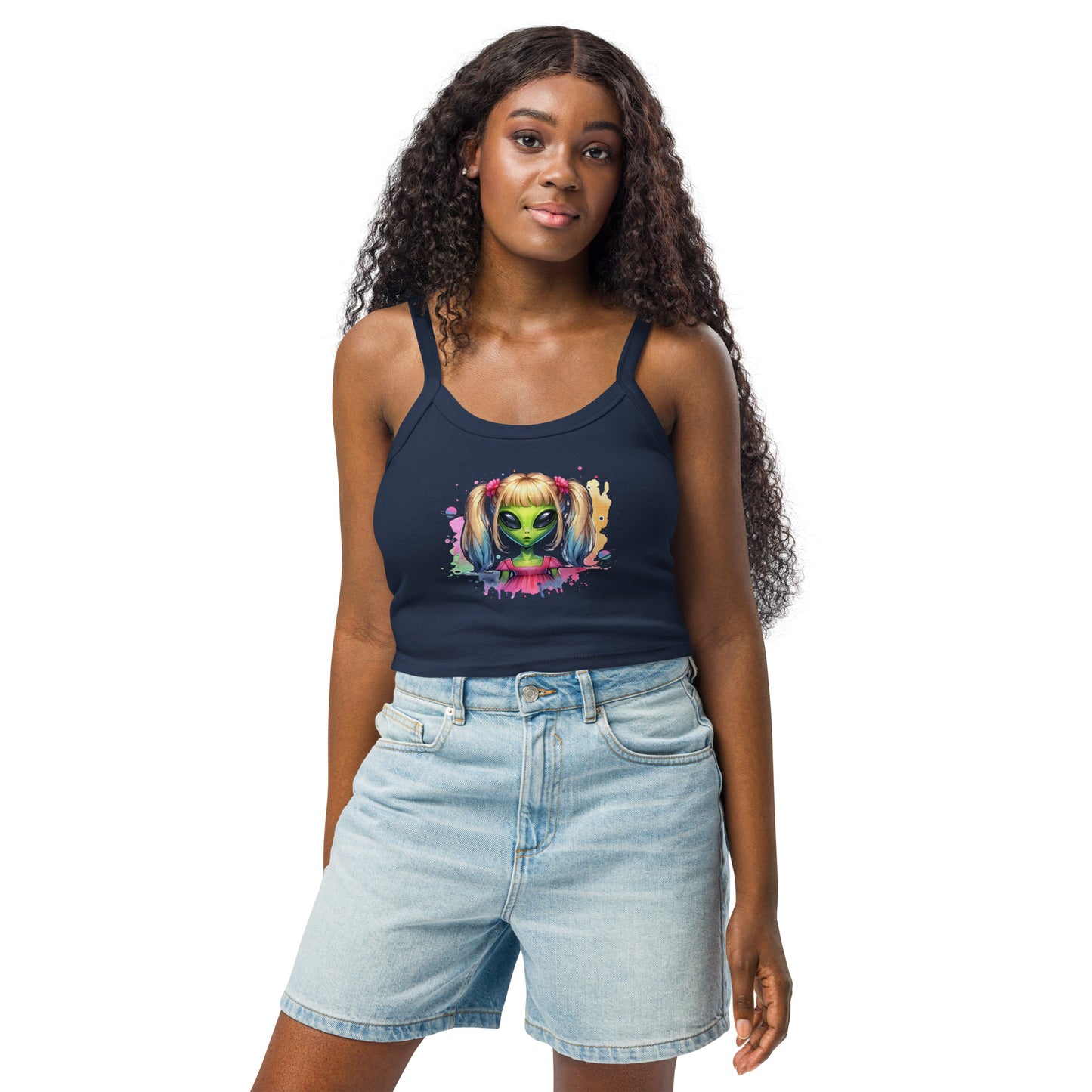 Cute Alien Girl | Women’s micro-rib tank top