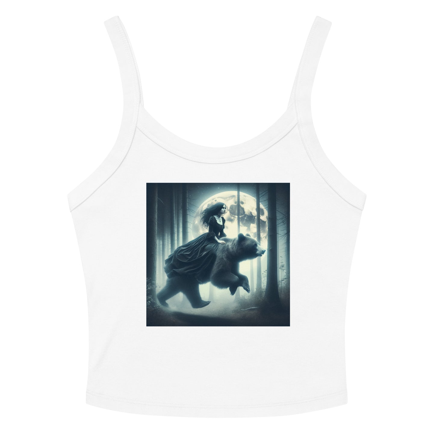 Goth Lady Riding A Ghost Bear | Goth Dark Forest Women’s micro-rib tank top