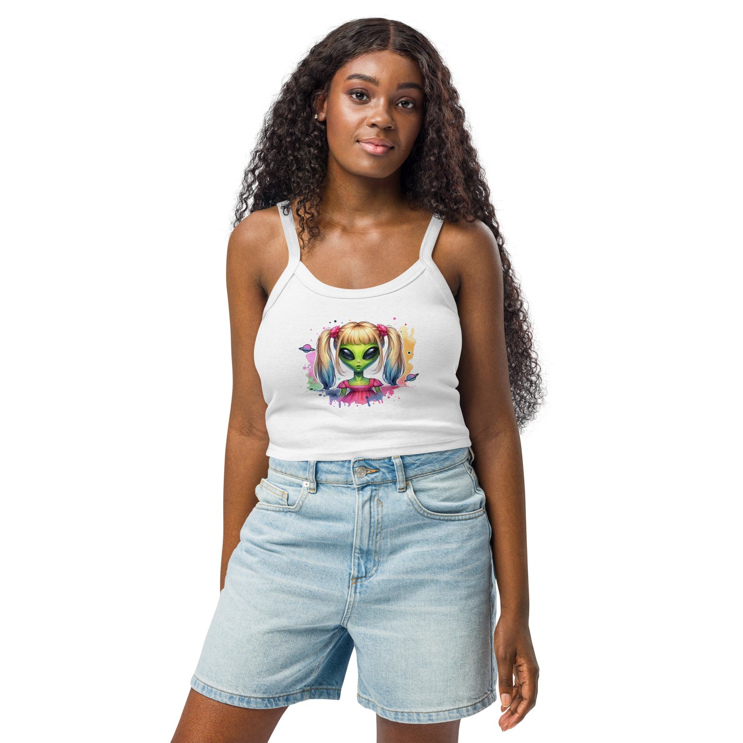 Cute Alien Girl | Women’s micro-rib tank top