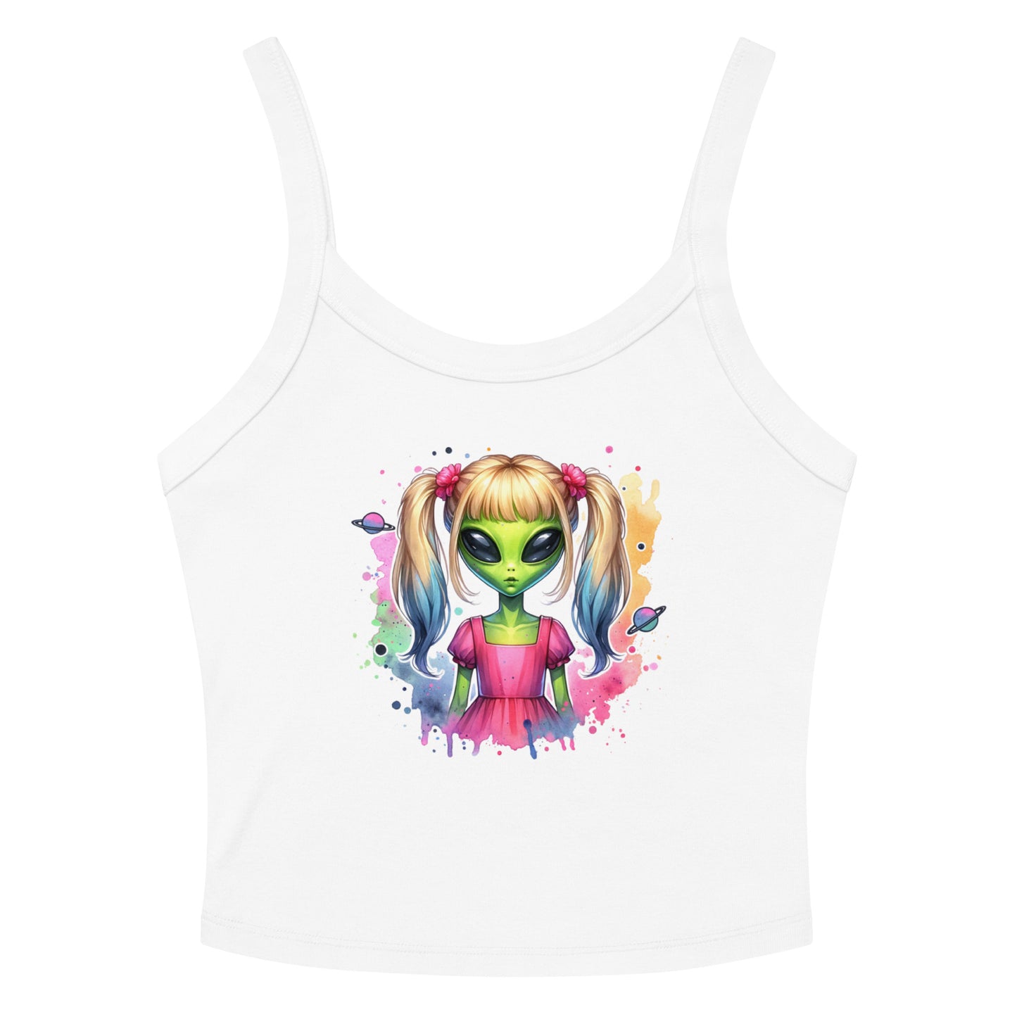 Cute Alien Girl | Women’s micro-rib tank top